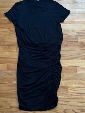 Veronica Beard Hannock Mini Dress Black  Ruched Bodycon‎ T-Shirt L